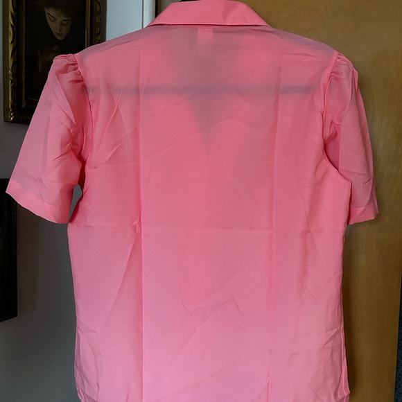 Vintage 80s Pink Girlie Button Up Blouse - Picture 6 of 7